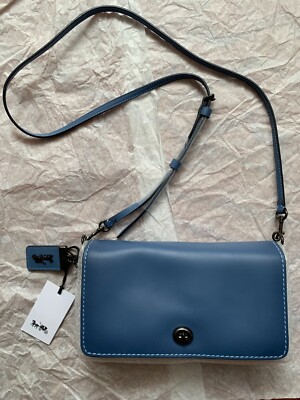 AUTHENTIC COACH Dinky Crossbody Bag STONE BLUE Glovetanned Leather 37296  NWTag