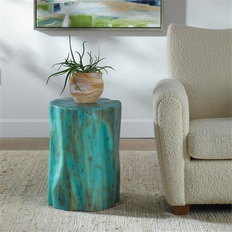 Uttermost Habitat 20" Coastal Tamarind Wood Counter Stool in Blue - Image 2 of 4