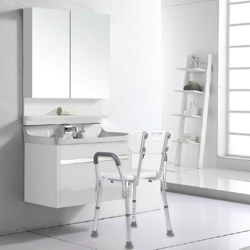Immagine 5 - Sedile da doccia con Schienale e Braccioli estraibili Sedia da vasca Anziani