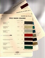 1952 NASH Color Chip Paint Sample Brochure / Chart: DuPont