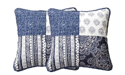 DaDa Bedding Set of 2 Bohemian Denim Blue Elegance Throw Pillow Covers 18x18