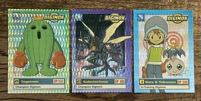 digimon animated series trading cards 1999 Card Bandai Holo Prism 4 Card Lot 1999 Digimon Series 1 Collectible