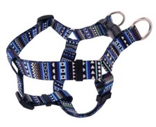 Dog Harness Strap Step In Blue Pattern, No Pull No Choke Adjustable, S M L