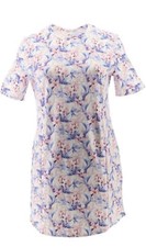 Shadow Sport Terry T-Shirt Dress Pockets(LARGE) PURPLE WATERCOLOR PRINT 752617Z