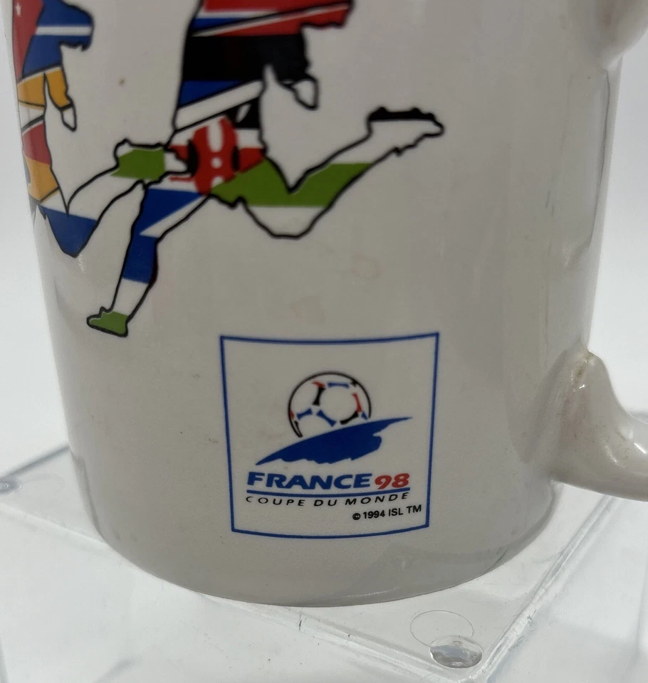 Taza de fútbol vintage oficial 1998 Francia '98 Mundial Fútbol Deportes Foto 2 de 4