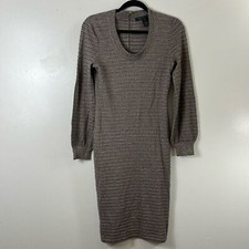 Marc by Marc Jacobs Brown/Black Stripe Wool Blend Long sleeve  Dress Women’s S