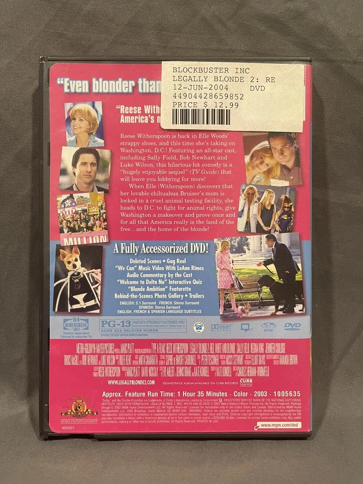 Legally Blonde 2 Red White and Blonde Reese Witherspoon ~LIKE NEW DVD - Image 2 of 2