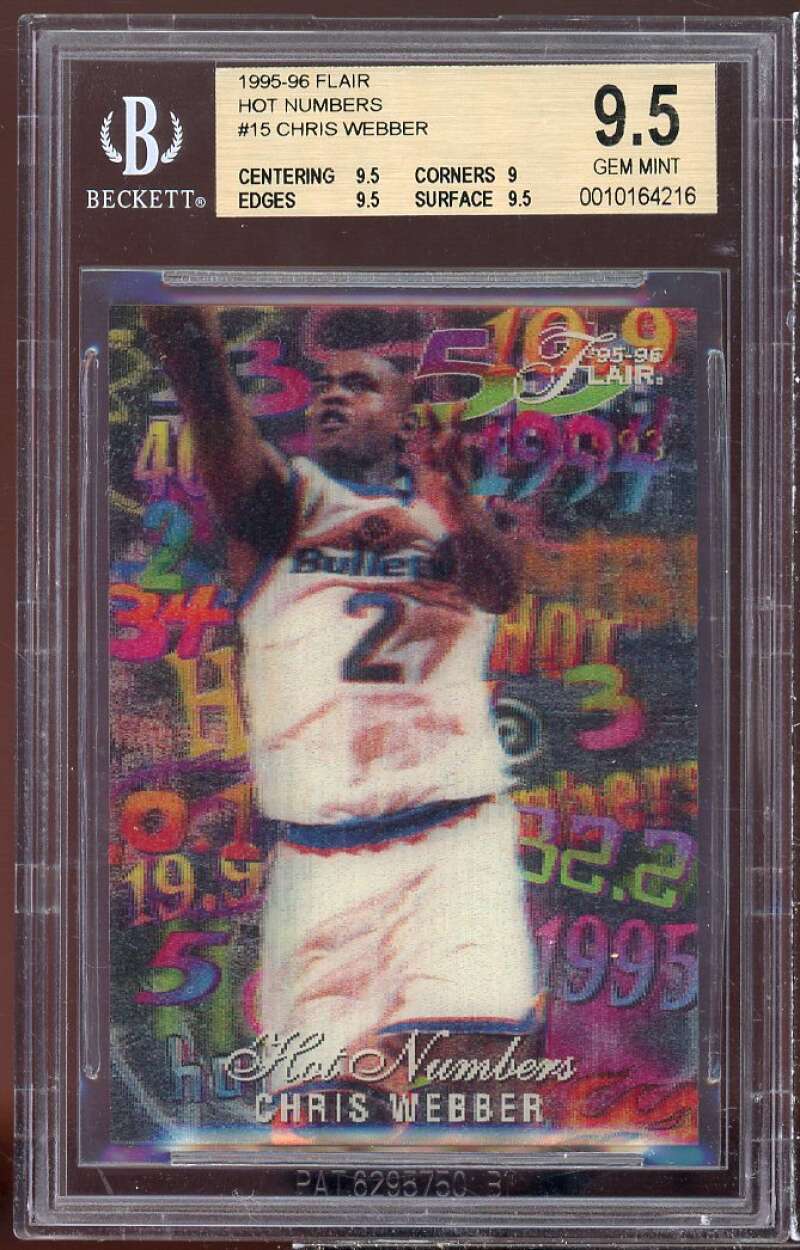 Chris Webber Card 1995-96 Flair Hot Numbers #15 BGS 9.5 (9.5 9 9.5 9.5)