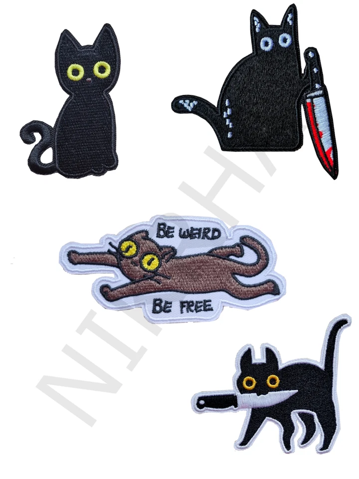 MARKENLOS divertido parche gato negro plancha insignia parche