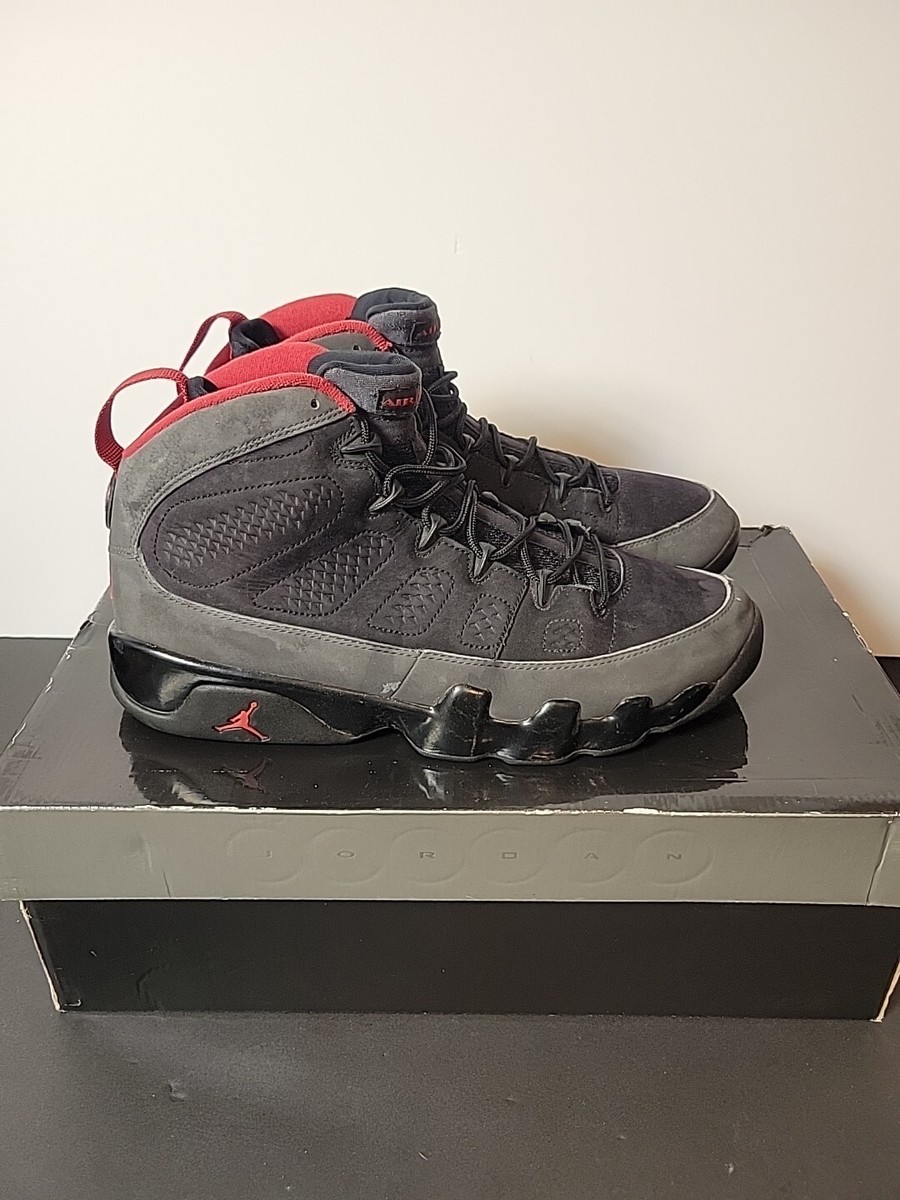 Air Jordan 9 Retro Mens Black/Varsity Red-Dark Charcoal
