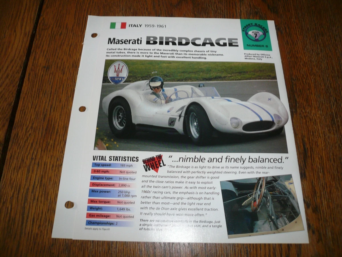 JFB MODELS JFB070B MASERATI Birdcage n°53 Ch 2469 Pomona 1961 Bill