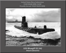 USS Bluegill SS 242 Personalized Canvas Submarine Photo Print Navy Veteran