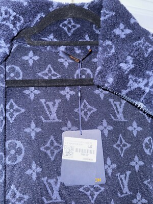 Louis Vuitton Logo Monogram LV Jacquard Fleece Blue Zip Up Zip