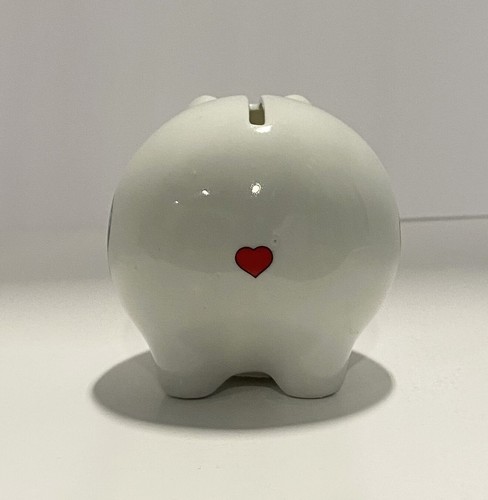Vintage CHICAGO The Windy City Ceramic 3.5" Piggy Bank Souvenir White w/ Hearts - Picture 4 of 5