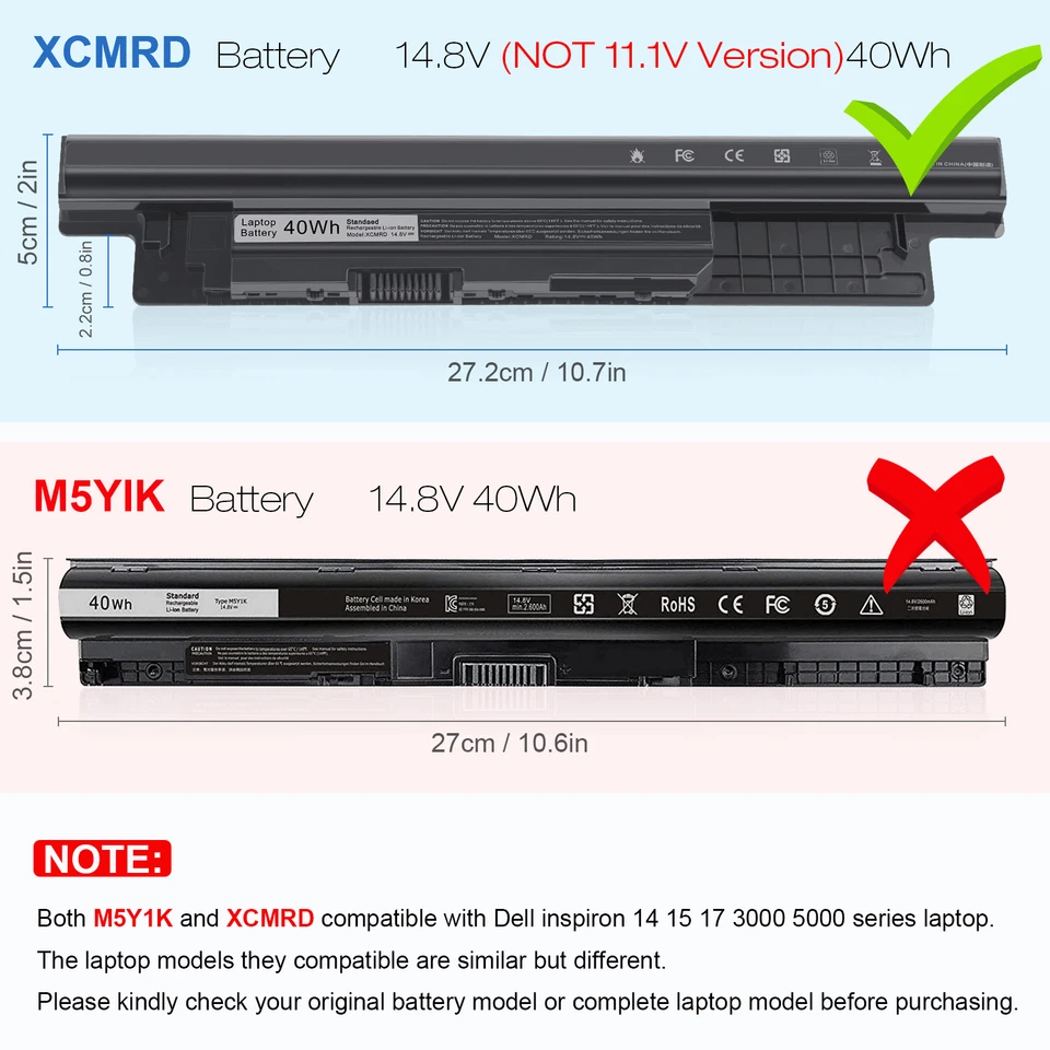 ✅Лот 50 X XCMRD аккумулятор для Dell Inspiron 15 3000 15-3542 15-3543 15-3541 15-3531 - Изображение 2 из 4