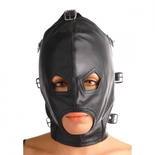 Asylum Strict Leather Hood w Removable Blindfold & Muzzle Medium Large Bondage S - Image 2 of 4