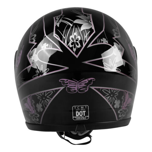 DOT Adult Women Pink Butterfly Full Face Motorbike Sport Race Helmet S M L XL - Picture 2 of 11