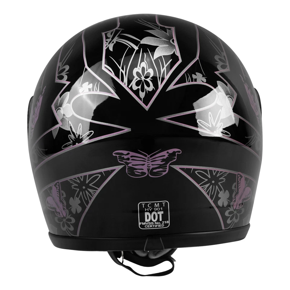 Casco DOT Adulto Mujer Rosa Mariposa Cara Completa Moto Deporte Carrera S M L XL Foto 2 de 4