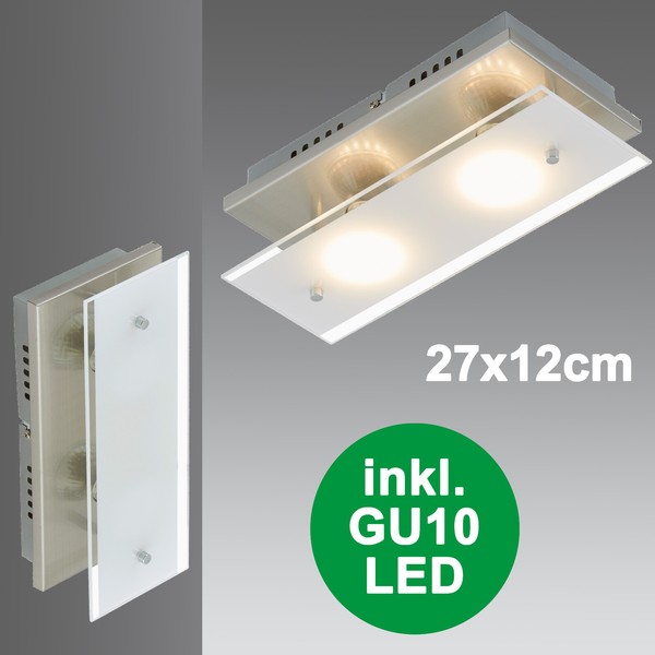 Deckenlampe Led Wandlampe Glas Rechteckig Wandleuchte Aufputz Spot Anbau GU10-image