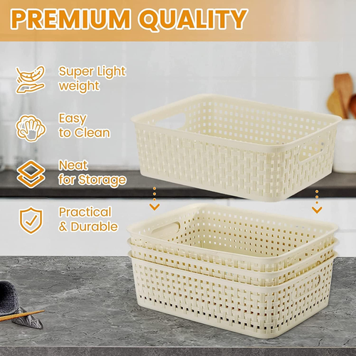 8 Pack Plastic Storage Baskets for Home Storage & Organisation Storage Bins - Picture 6 of 12