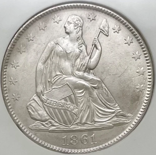 1861-O Seated Liberty Half Dollar CONFEDERATE CSA W-13 SS Republic (B) UNC