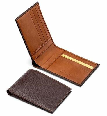 MONTEGRAPPA LEATHER COLLECTION CREDIT CARD HOLDER, LEATHER, BROWN, A.1048/8.MC