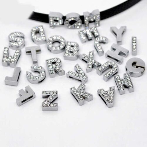 Rhinestone Letters Slide A-Z DIY Charms Name Personalized Collars Bracelet Bling - Picture 2 of 9