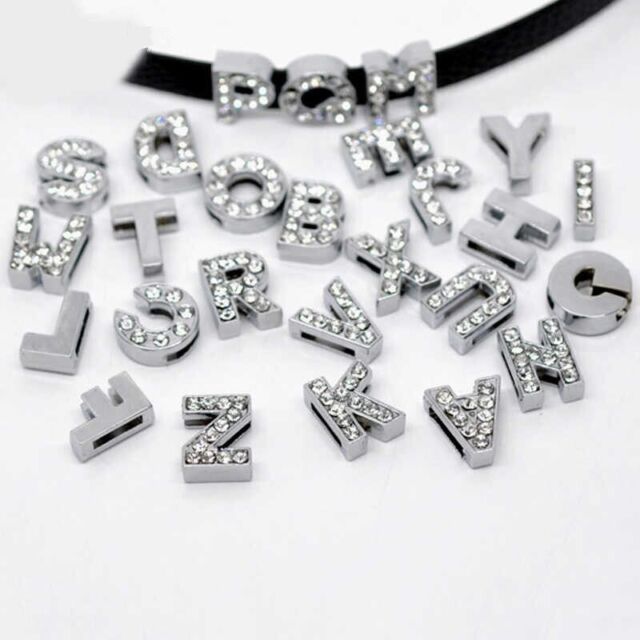 Rhinestone Letters Slide A-Z DIY Charms Name Personalized Collars Bracelet Bling Rhinestone Letters Slide A-Z DIY Charms Name Personalized Collars Bracelet Bling