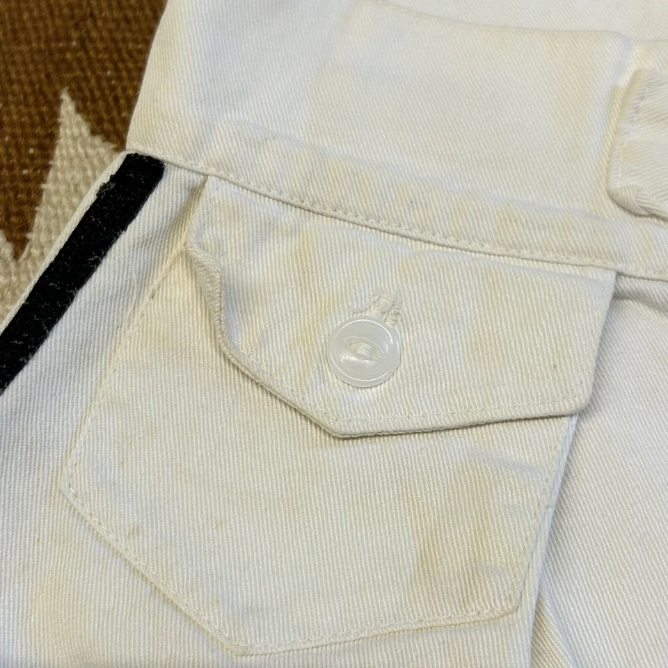 Pantalones Cortos Vintage Años 40 Champion Prendas de Punto Estilo Azul Marino Blanco Algodón con Cinturón - Talla 32 Foto 4 de 4