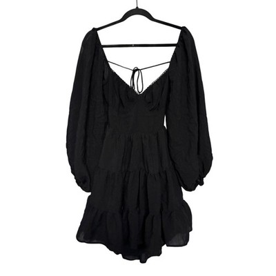 Princess Polly Black Dress Balloon Sleeve Goth Whimsigoth Fairy