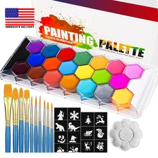 22 Colors Face & Body Paint Palette Kit，Halloween Makeup Kit, Face Painting Kit 