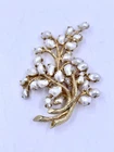 Vintage Costume Jewelry Brooch With Faux Pearls