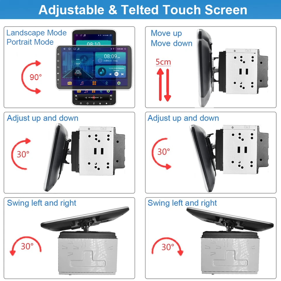 10.1'' Android15.0 2Din Touch Screen Carplay Rotatable Car Stereo Radio GPS Wifi - Image 3 of 4