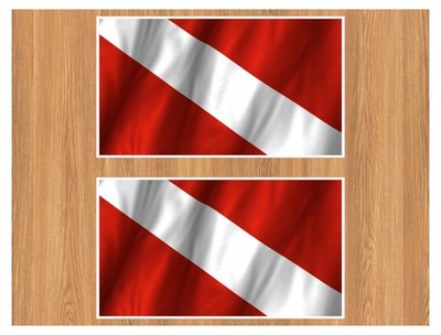 Diver Down Flag x2 All Weather Vinyl Sticker/Decal Multiple Sizes Diving Boating