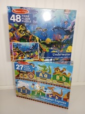 Melissa  Doug Set of 2 Floor Puzzles Alphabet Express  Underwater New Sealed