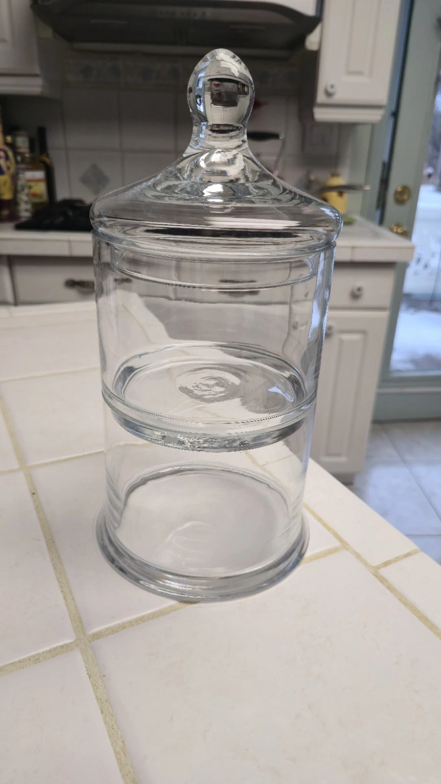 Vintage Clear Glass Apothecary Jars Kitchen Bathroom Candy Stacking 7" Tall