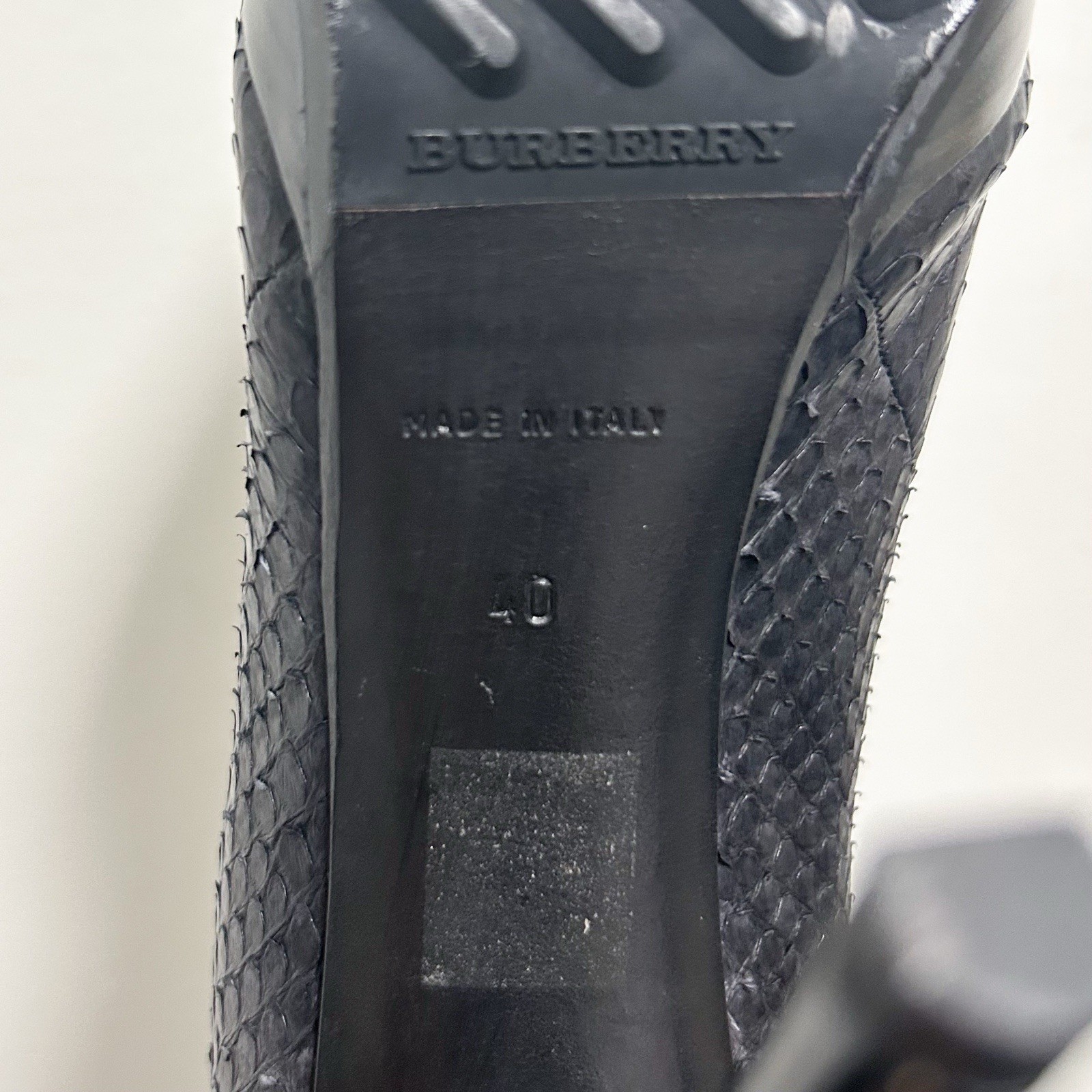 Burberry Black Gray Python Leather Platform Stile… - image 11