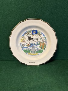 Cape Elizabeth, Maine The Pine Tree State 1950's Plate 10+” 22kt The Sabina Line