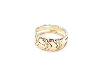 Designer Ring 750er / 18kt Gelb Weiß & Rosegold mit Diamanten Brillanten Gr.54,5 - Bild 1 von 3