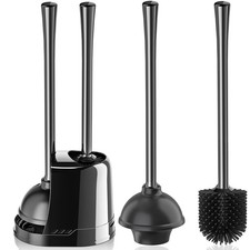Toilet Plunger and Brush, Silicone Bowl Brush and Heavy Duty Toilet Plunger S...
