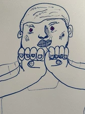 HASWORLD ORIGINAL ABSTRACT EXPRESSIONISM  CONTEMPORARY MODERN  POP ART BLUE