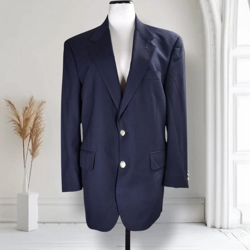 Blazer lana vintage Burberrys Super 100s taglia 40R blu navy due bottoni cappotto sportivo