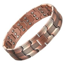 Copper Bracelet for Men, 3-Row Magnet Design, Ultra Copper Tire Graphics