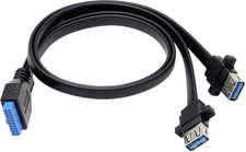 XMSJSIY USB 3.0 Front Panel Cable, Motherboard 19/20pin Cable to USB Female Spli
