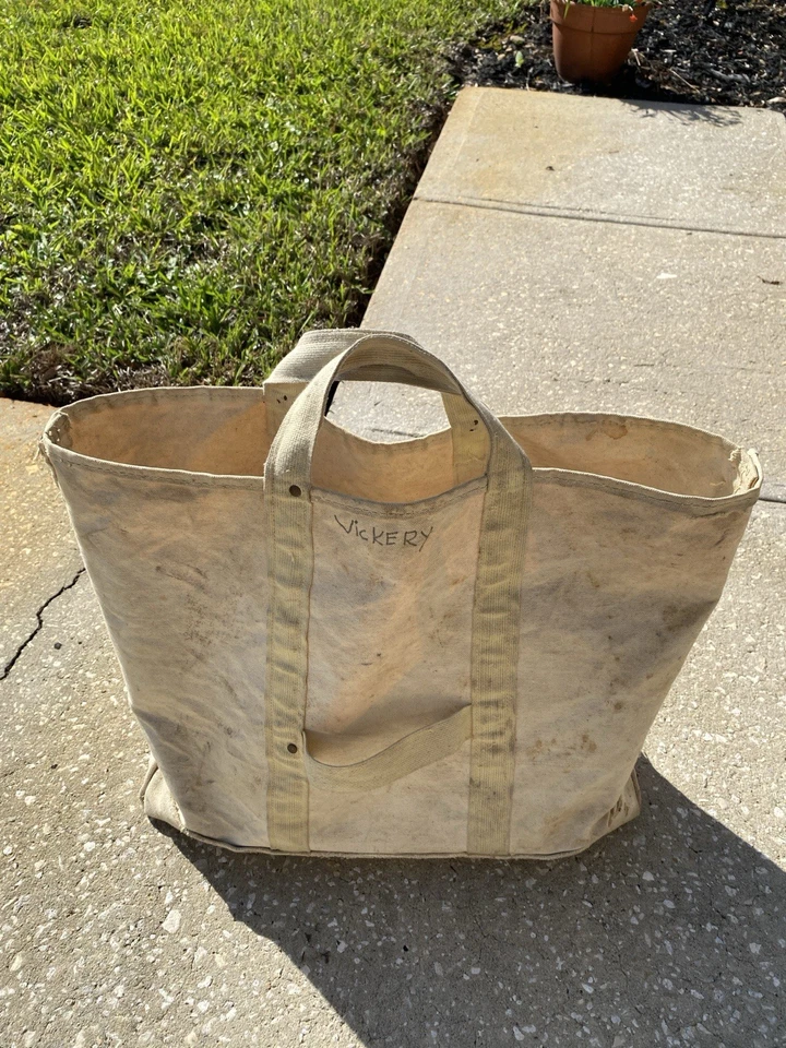 Vintage Heavy Duty Coal Bag Canvas Rivets Work LINEMAN Utility 1950s Stencil - Image 4 of 4