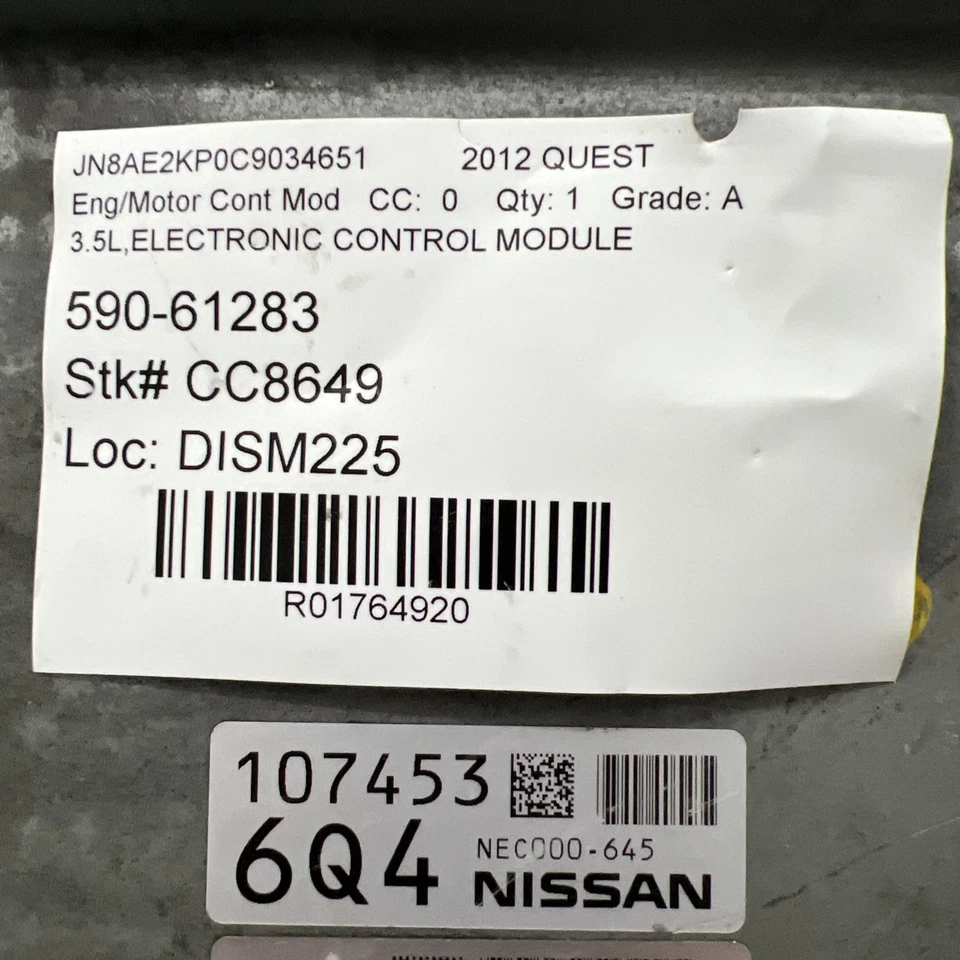 2012 QUEST 3.5L 107453 6Q4 / BEM3B0-000 A1 ELECTRONIC CONTROL MODULE - Image 4 of 4