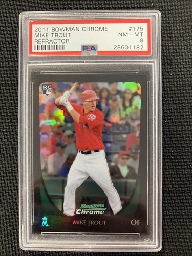 2011 Bowman Chrome Refractor #175 Mike Trout Rookie Card PSA 8