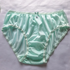 Vintage Sheer Nylon Granny Brief Panty Pastel Green Lace Size 8 Hip 32  50" XL