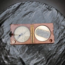 1918 WW1 French Military Compass Delgrave Boussola Alidade Antique Paris Wood