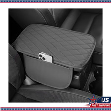 Leather Car Armrest Cover 2 Storage Pockets Scratch Wear Resistant Color Gray Leather Car Armrest Cover 2 Storage Pockets Scratch Wear Resistant Color Gray